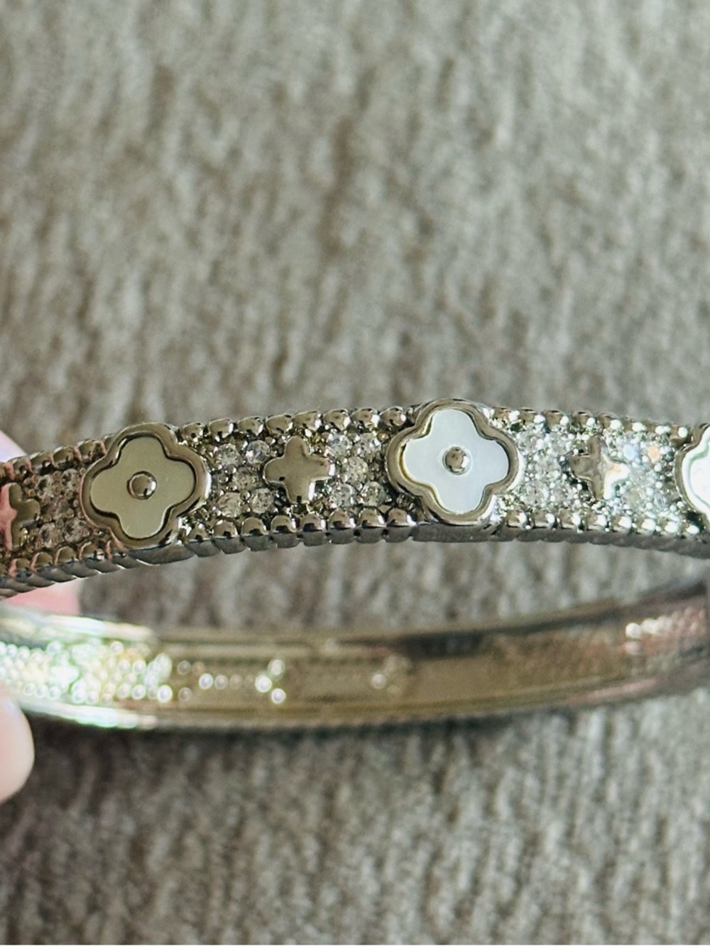 Clover Hinged Bangle Bracelet